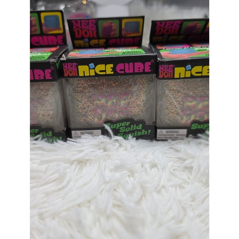 Nee Doh Glow In The Dark Nice Cube Stress Toy - Rainbow Speckled